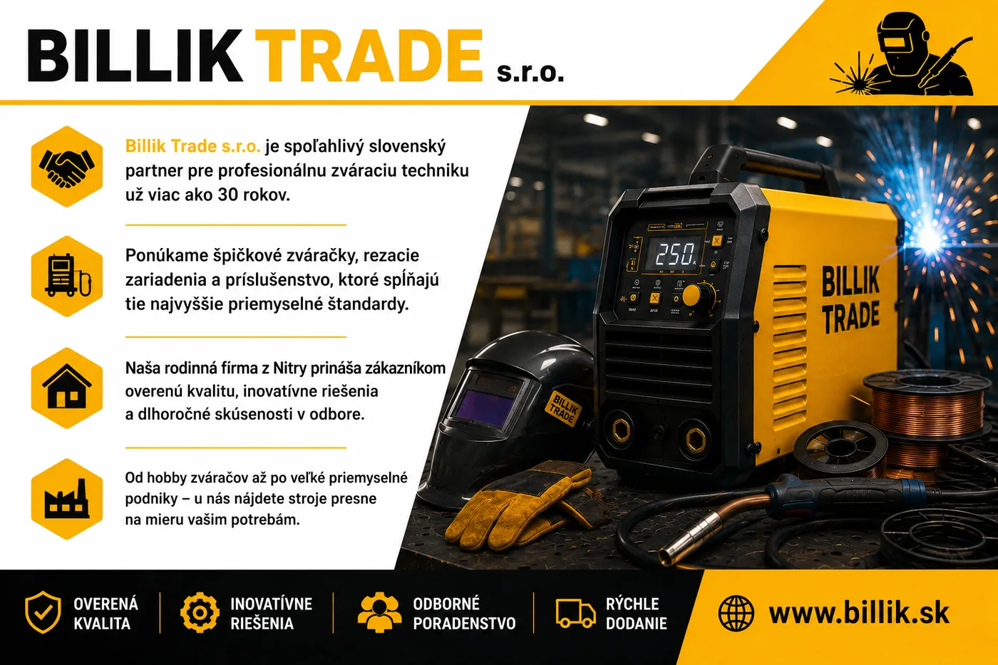 Zváracia technika Billik Trade — zváračky, kukly a príslušenstvo